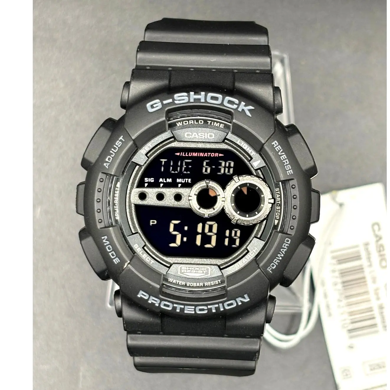 Casio G-Shock GD100-1B Black Digital High Brightness World Time 200M Watch NIB