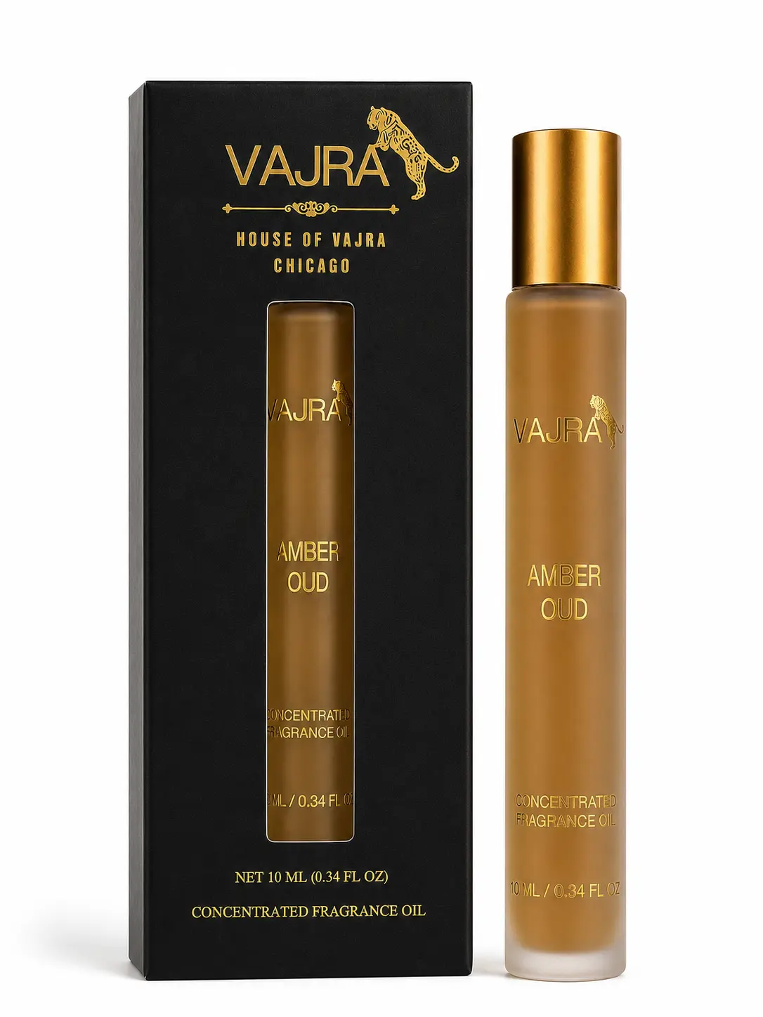 VAJRA Amber Oud Highly Concentrated Perfume Roll On Oil Alcohol-Free, Long-Lasting, Travel Size Fragrance Oil 10 ml