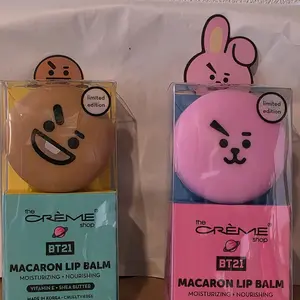 the Creme shop BT21 Macaron Lip Balm Chicolate Creme and Rose