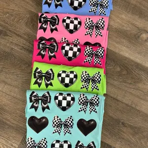 Checkered bow tee or crewneck