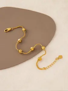 1pc 24K Golden Plated Women's Chain Bracelet - Interlocking Link Gold-Tone Heavy Duty Jewelry for Wedding, Bridal, Birthday Gift, Mother’s Day - Year-Round Versatile Middle Eastern Style Necklace-like Strap Elegant Jewelry Bracelet