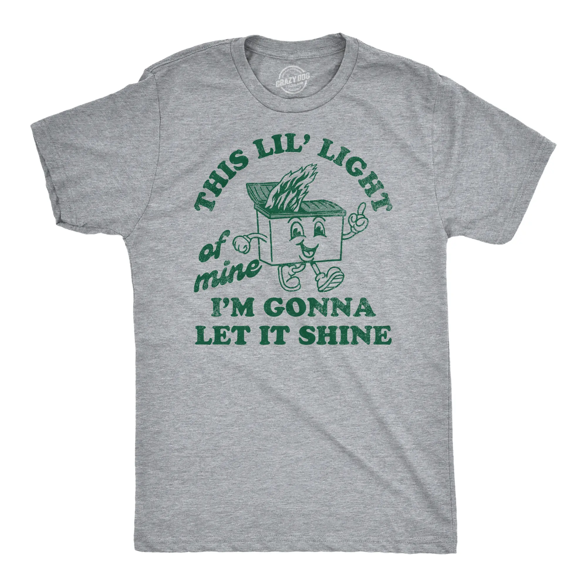 Mens Funny T Shirts This Lil Light Of Mine Im Gonna Let It Shine Sarcastic Dumpster Graphic Tee for Men Mens Funny T Shirts Cool Vintage Fashion T-Shirt Gift Classic Menswear Funny Sarcastic Short Sleeve Light Grey