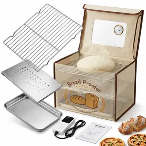 Folding Bread Proofing Box, Dough Proofer With 50-113℉Temp Control & 1-48H Timer, Sourdough Starter Warmer with Humidity Gauge, Foldable Proofing Basket for Bread Baking, Pizza, Yogurt, Kombucha