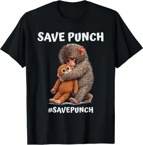 Save Punch Trendy Japanese Macaque Monkey T-Shirt