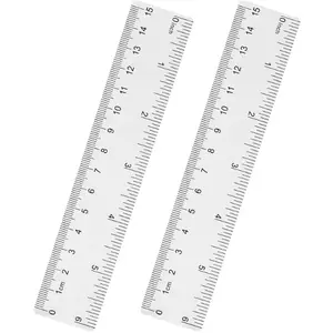Clear Plastic 6 Inch Straight Ruler Shatterproof with Inches and Centimeters for School Classroom Home or Office Pack of 2 Supplier Warranty