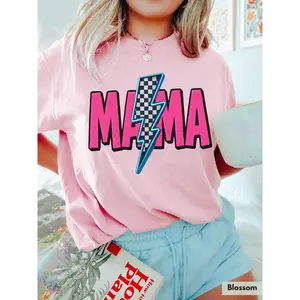 Comfort Colors Retro Neon Mama T Shirt, Checkered Mama Shirt, Cool Mom Graphic Tee, Retro Mama Shirt, Vintage Checkered Mama Tee
