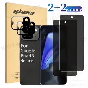 KAYKWONG'S 4 in 1 Phone Accessories Set for Google Pixel 9/9Pro/9XL/9ProXL Smartphone, 2 Counts Tempered Glass Phone Screen Protector & 2 Counts Lens Protector