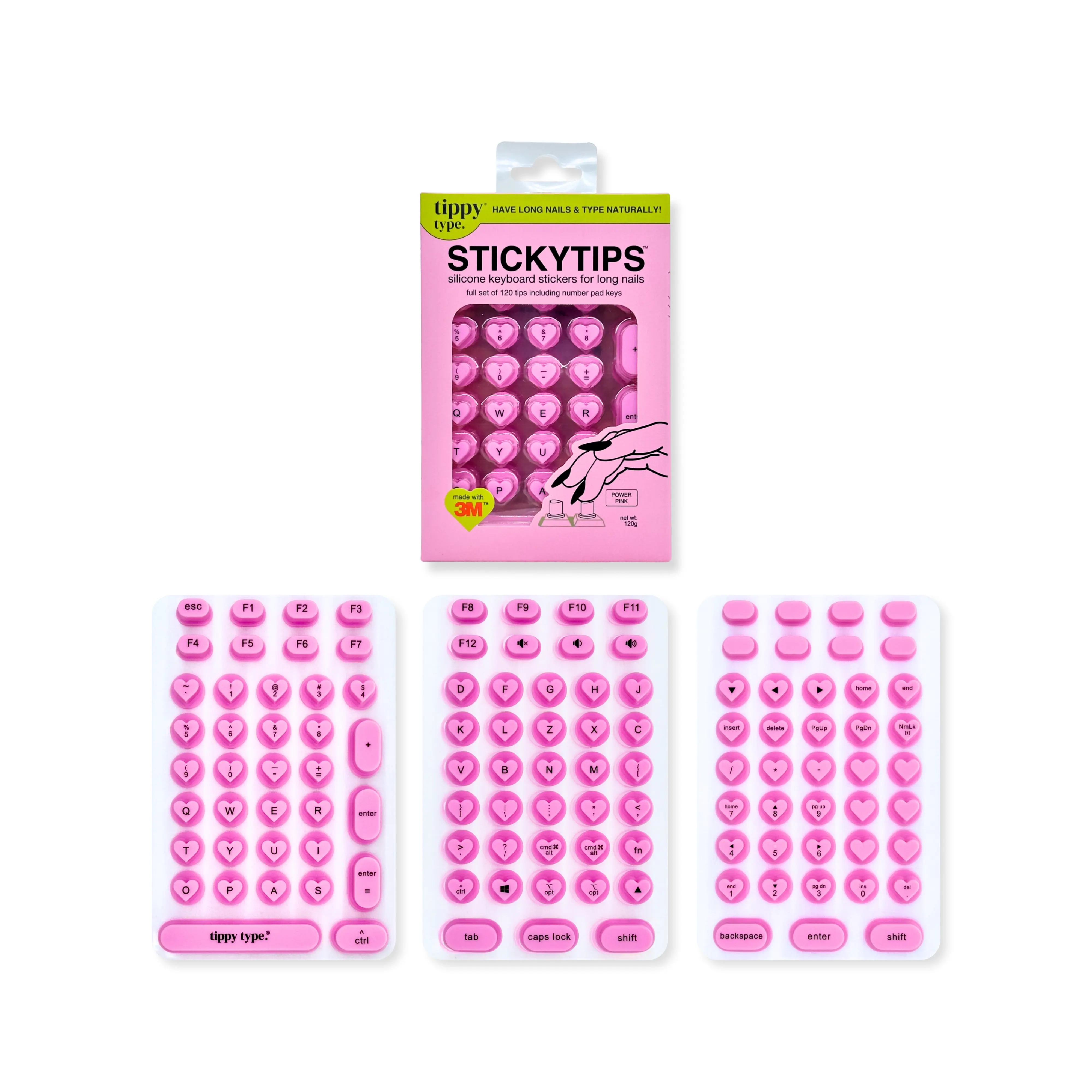 STICKYTIPS™ keyboard stickers for long nails - hearts