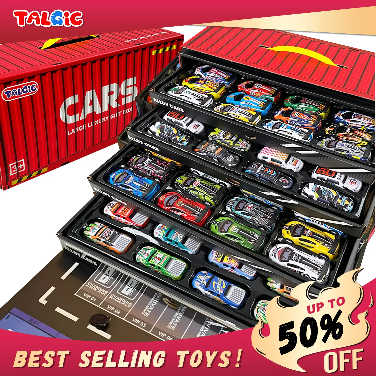 Talgic Car collection toy for boy and girls, 48PCS cars, best birthday gift choice