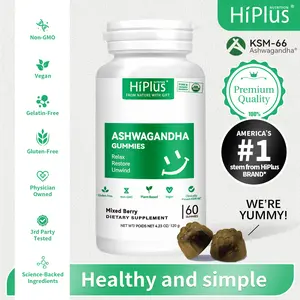 HiPlus Ashwagandha + D3 Gummies  1000IU "Sunshine Vitamin" Powerhouse! Boost Bones + Mood + Immunity – Plant-Powered Berry Blast, Vegan & Gelatin-Free, 60 Count Joyful Dose!