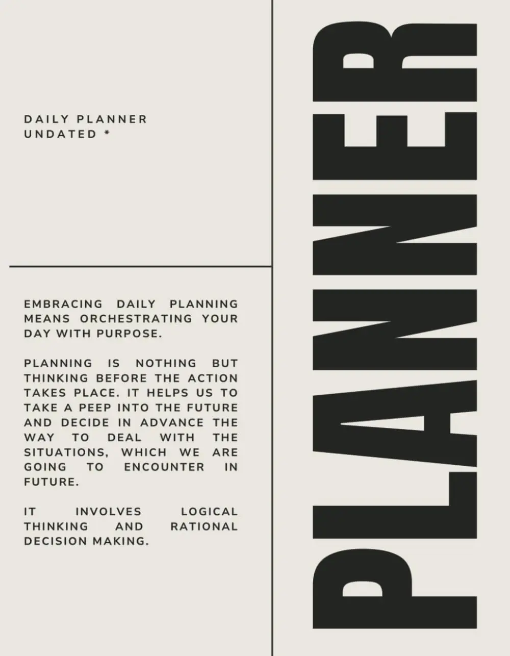 On Point Daily Planner: Undated Edition: Black and Beige Minimalist Modern Style