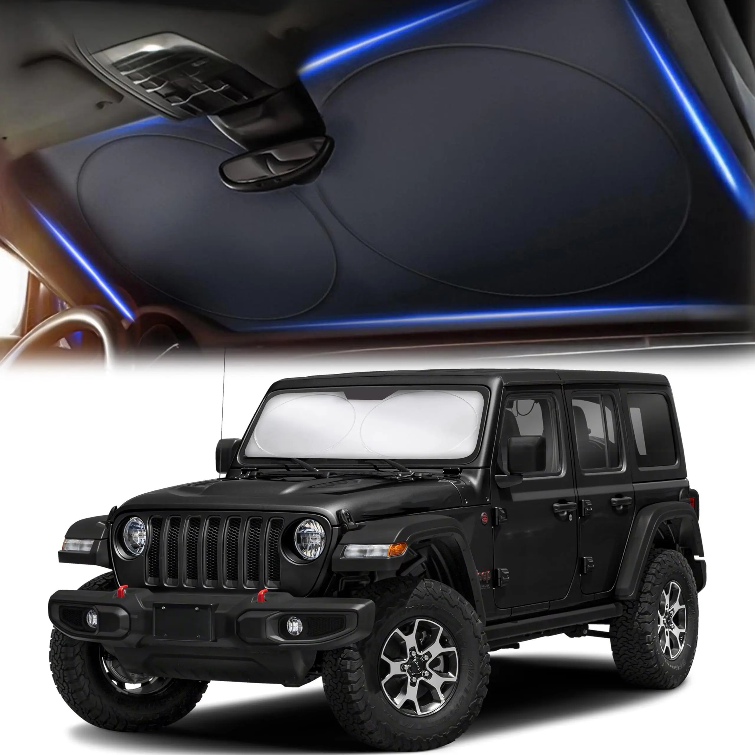 EcoNour X-Small Car Windshield Sunshade (60"x21") - Foldable Windshield Sunshade, Durable, UV Protection, Sun Shade Cover, Car Exterior Accessory, Auto Part, Car Accessories