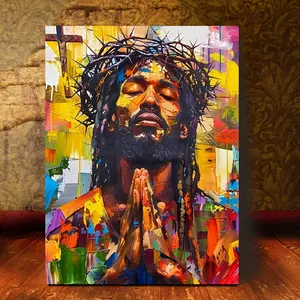 African style painting, Abstract art, black with brown and light beige, modern Christian religious decoration - High-definition canvas decorative painting 11.8*15.7inch with wooden frame, Modern home decoration