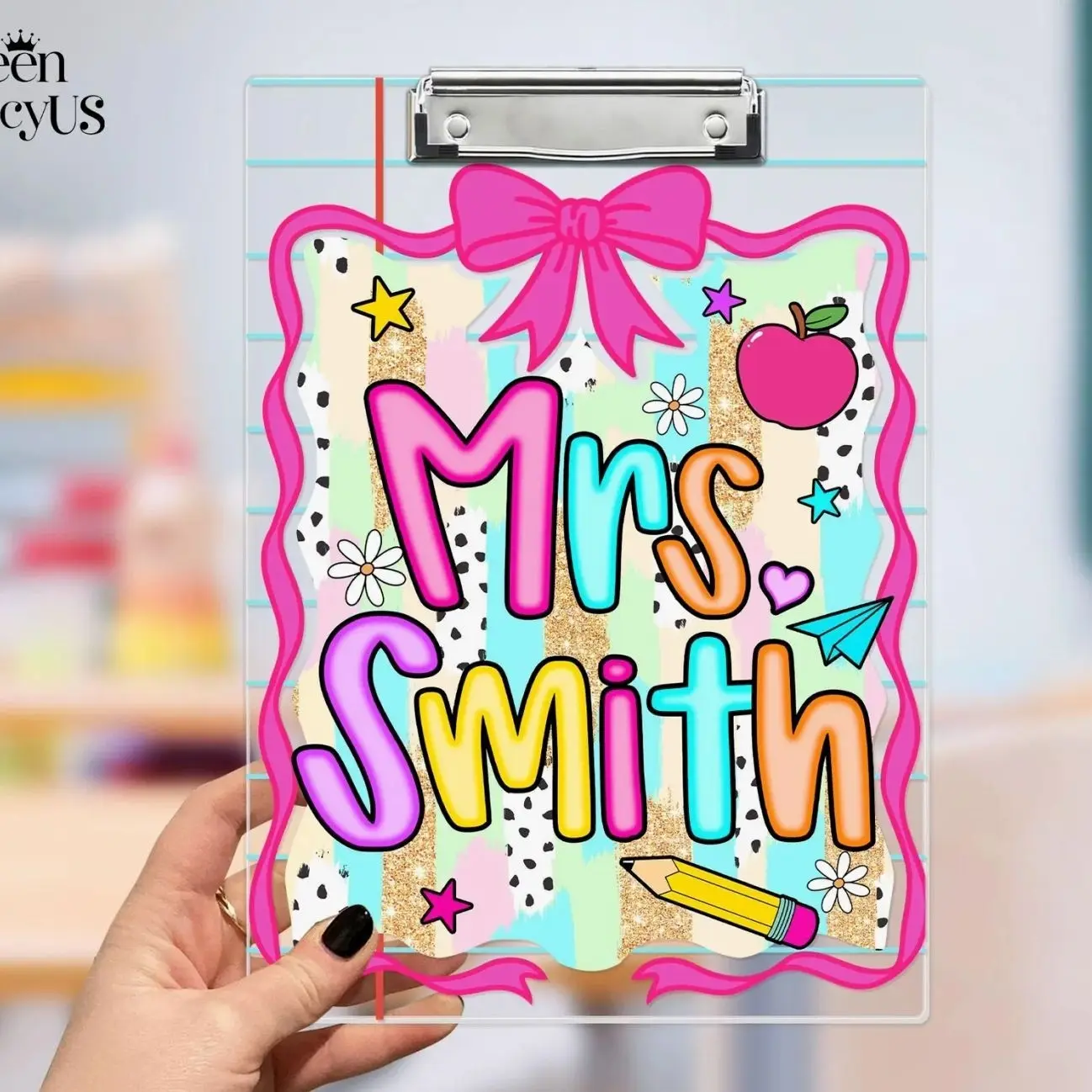 Personalized Teacher Clipboard, Back to School Gift, Teacher Appreciation, Custom Teacher Acrylic Clipboard