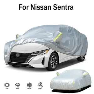 Car Cover, 1 Count Car Cover with Reflective Strip, Sun Protection, Heat Insulation & Waterproof Car Cover, Universal All Season Car Exterior Accessories for Nissan Sentra