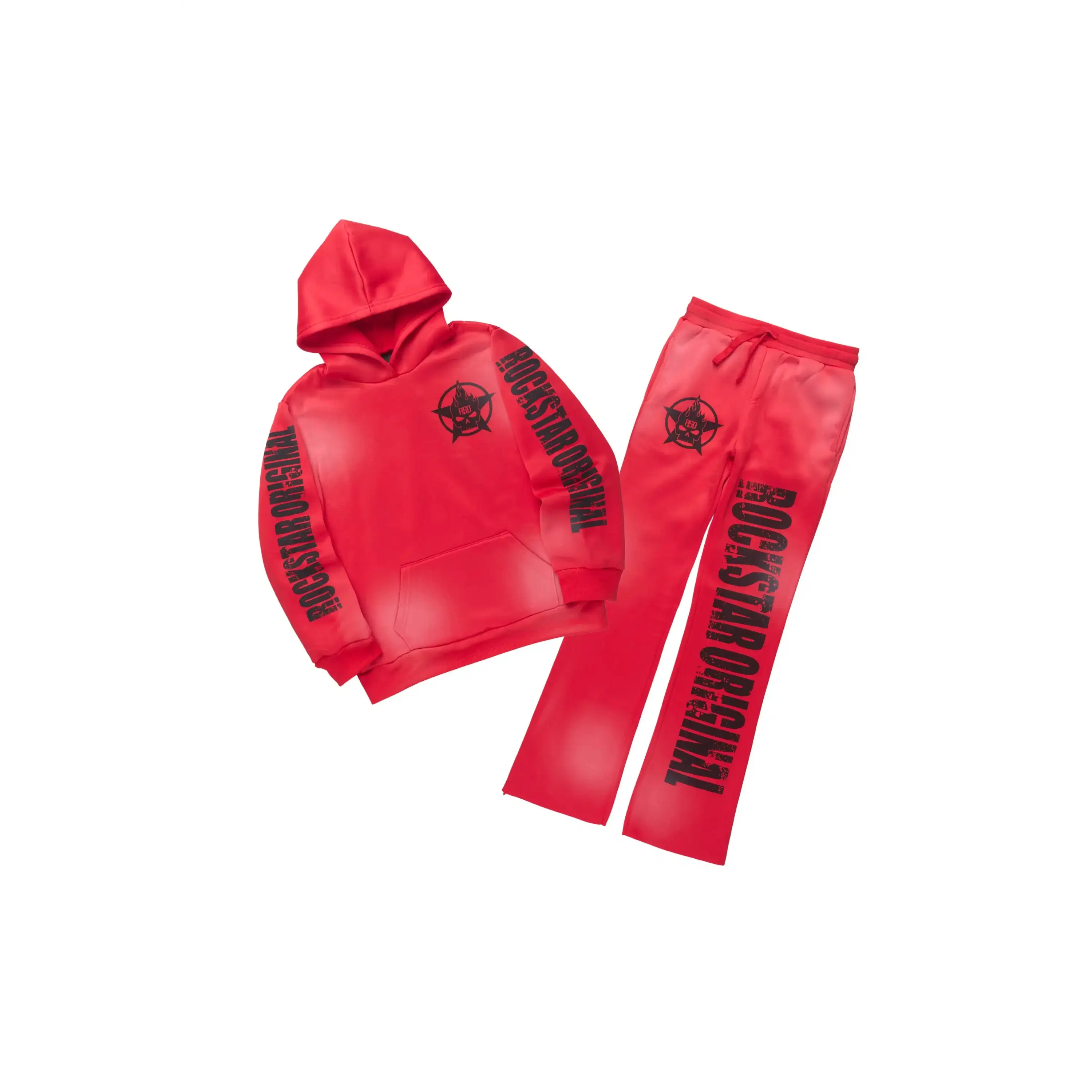 Boys Keve Red Hoodie Stacked Track Pant Set Boys Keve Red Hoodie Stacked Track Pant Set