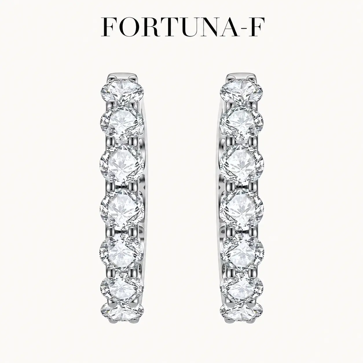 FORTUNA-F 2.60 CT Round Cut Moissanite Inside-Out Hoop Earrings for Women, 26-Stone Dazzling Statement Hoops, Gift for Her