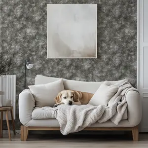 Dark Gray Textured Wallpaper, Double Roll 33ft x 21in, Made in Ukraine, Embossed Victorian Wall Paper Plaster Look, Classic Paper Wall Covering for Bedroom, Living Room or Kitchen (Not Peel And Stick)