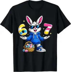 Six Seven 67 Easter 6 7 Bunny Basket Stuffers Boys Kids 6-7 T-Shirt
