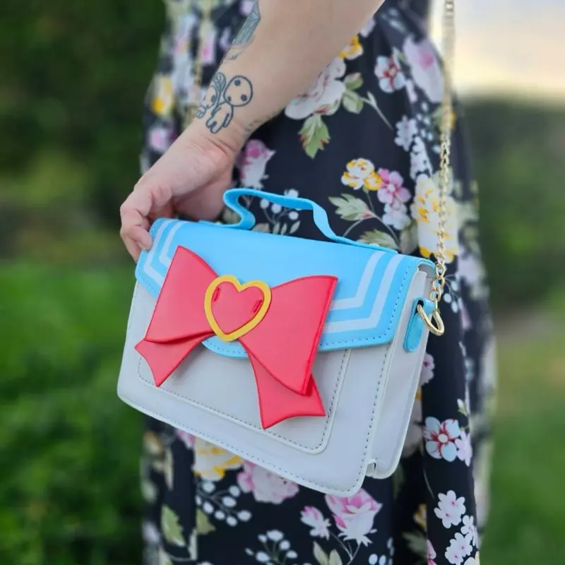 Sailor Moon Inspired Front Flap Shoulder Crossbody Bag - Choose 4 Colors with Red Bow Detail