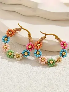 Elegant Pearl Flower Stud Earrings for Women, Casual Alloy Jewelry for All Seasons, Perfect for Holidays Birthdays Dates Parties