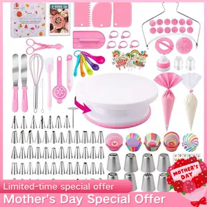 356pcs Cake Decorating Supplies Kit Baking Tools Set with Cake Turntable Pastry Piping Bags Icing Tips Smoother Scrapers for Beginners Cake Lovers Home Baking