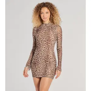 Walk On The Wild Side Leopard Mesh Mini Dress
