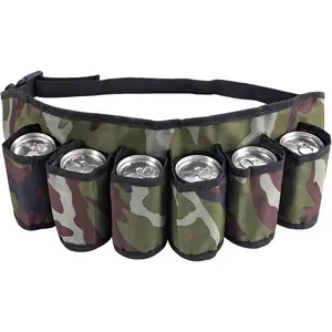 Beer Belt Holder, 6 Pack Beer Bandolier, Adjustable Beers Holster Fanny Pack, Beers Belts Holster Accessories for Men Women, Fit Picnic Party Camping BBQ Hiking, Gift for Friend, Family