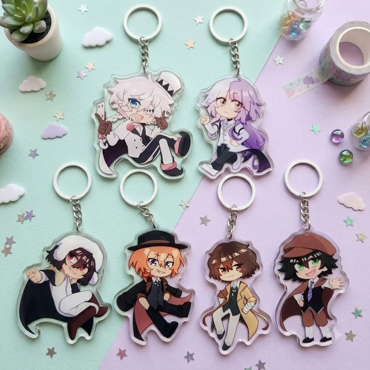 Bungo Stray Dogs Acrylic Charms, Anime Character Keychains, Bag Accessories & Collectible Charms