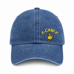 F-CAW-F Funny Rooster Washed Baseball Cap, Vintage Adjustable Dad Hat for Men Women, Chicken Lover Gag Gift Hat