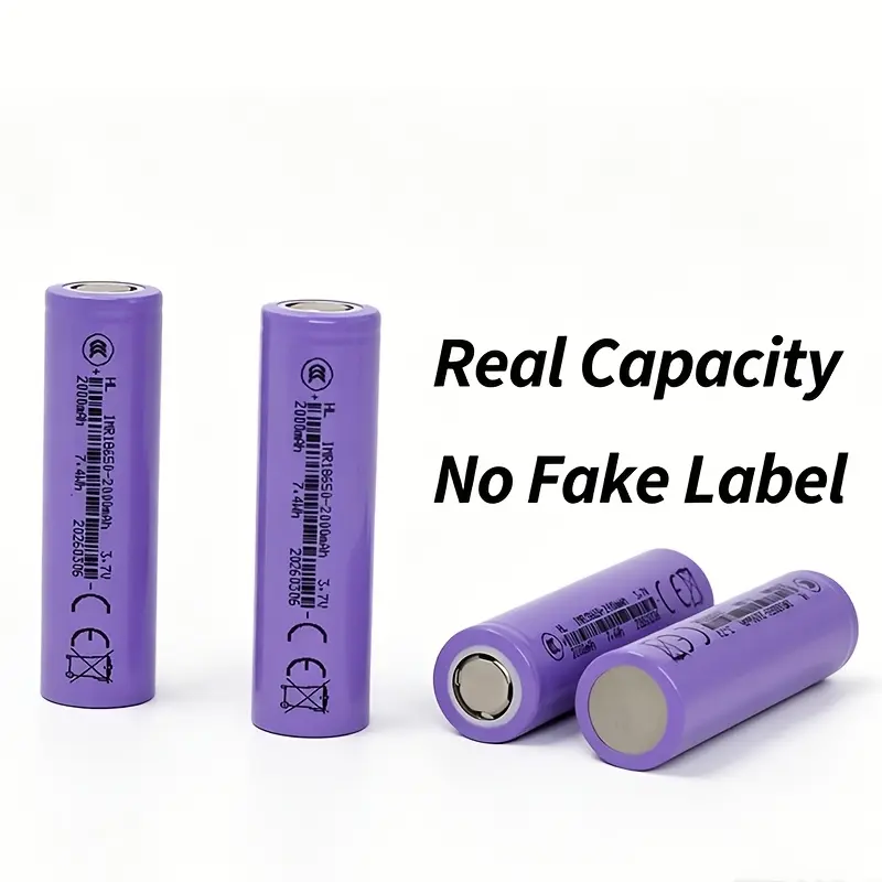 Genuine 18650 lithium battery, 2000mAh rechargeable, compatible with devices that use 3.7V voltage range, perfect for flashlights, mini fans, toy cars, drones, and outdoor use