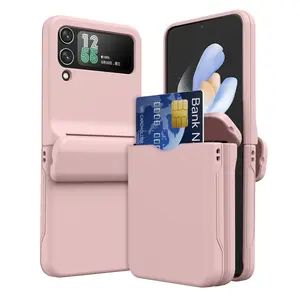 For Samsung Galaxy Z Flip 3 4 5 6 Case Matte Skin-Friendly Card Pocket Hinge All-inclusive Folding Shockproof Hard Cover Accessories