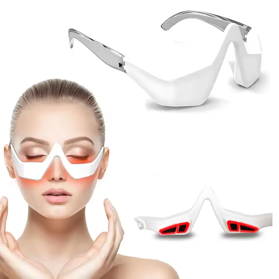 EMS Under-Eye Red Light Therapy Device - Gentle Eye Care Tool with 630/850 nm LEDs, Warm Heat, Micro-Vibration, Skin-Safe Plastic Build; Reduces Puffiness, Fades Dark Circles, Smooths Fine Lines, Lightweight