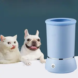 Automatic Pet Paw Cleaner - White - Portable Electric Washer and Massager for Dogs & Cats - USB Rechargeable - Silicone Brush
