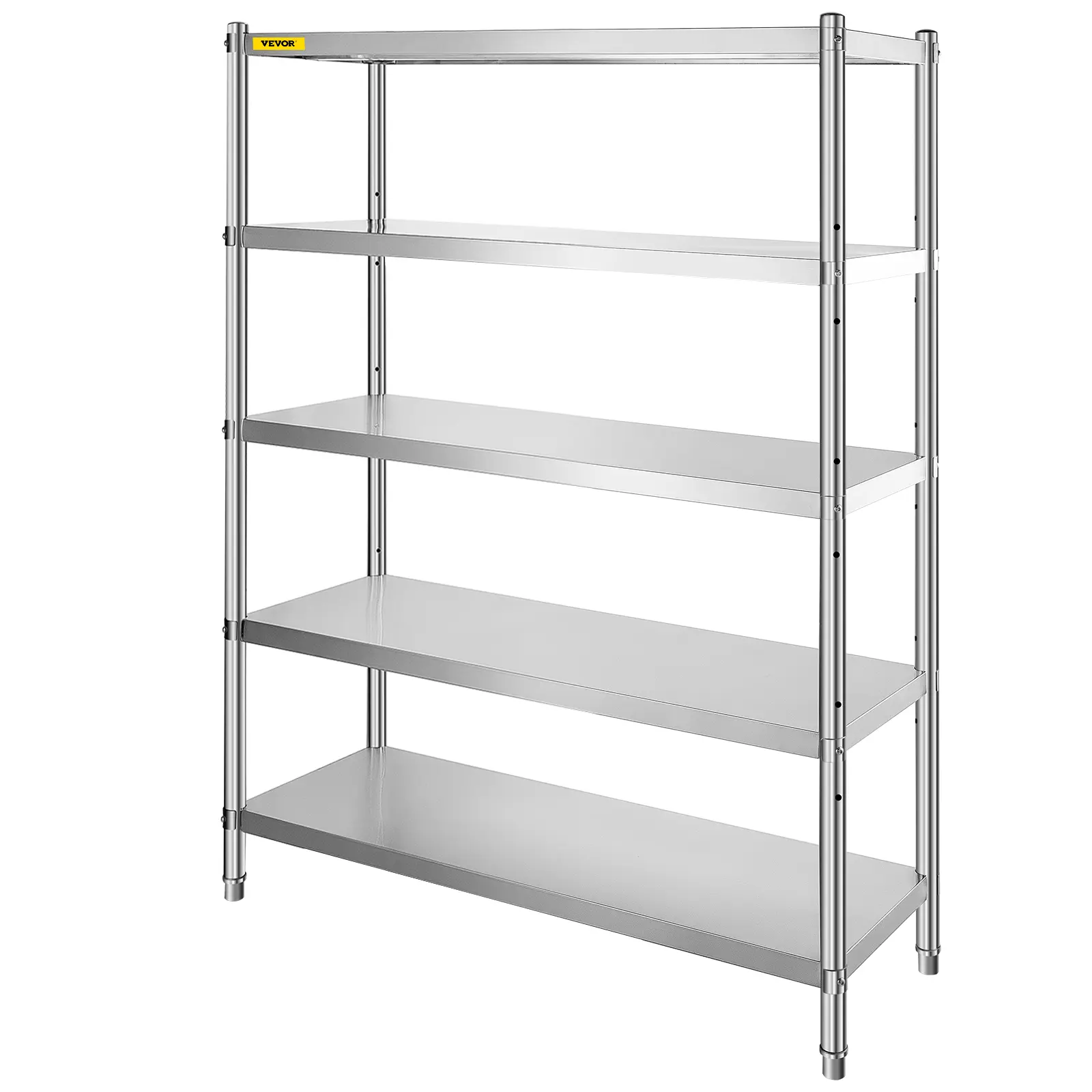 VEVOR Stainless Steel Shelves 48x18.5 Inch 5 Tier Adjustable Shelf Storage Unit Stainless Steel Rack Shelving Heavy Duty Shelving for Kitchen Commercial Office Garage Storage 330lb Per Shelf Organiser