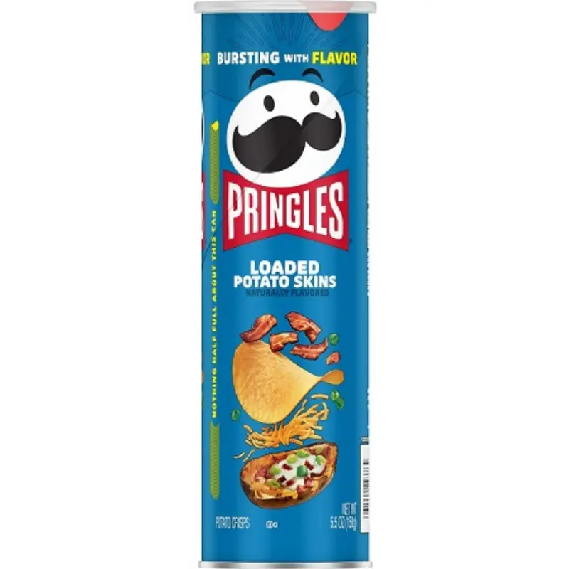 Pringles Loaded Potato Skins Bacon Flavor Crisps - 14ct 5.5oz Bulk Pack, Puffed Snacks, Crispy ASMR Treat, School Lunch Box Food