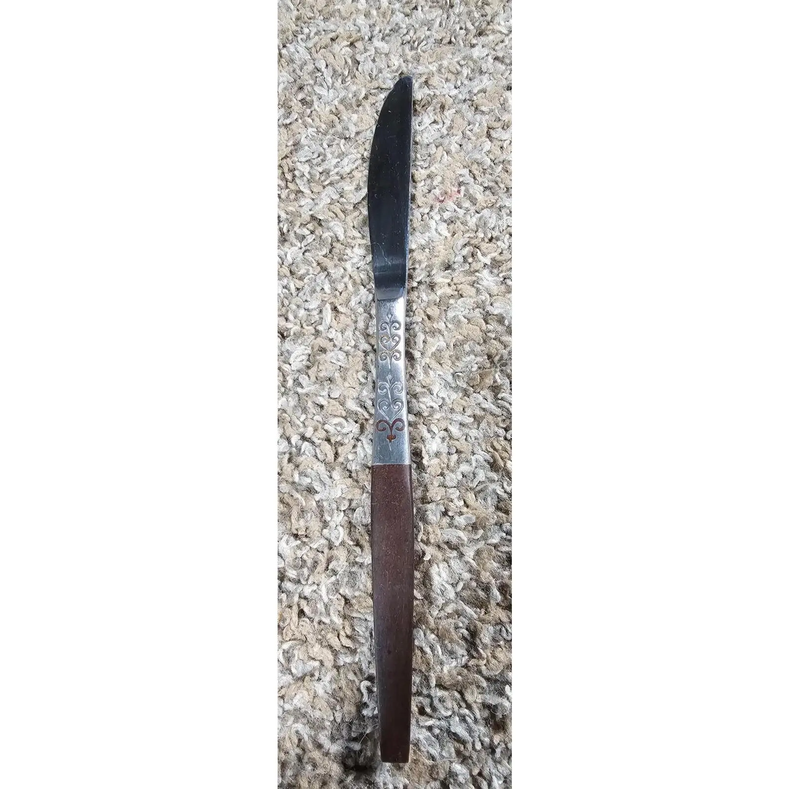 etched made in Japan butter knife wood handle