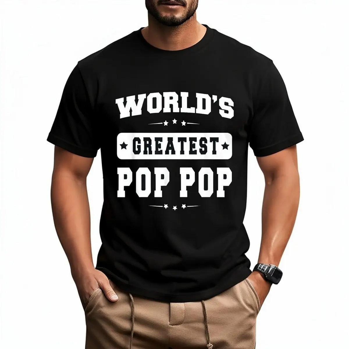 Men's Oversized Graphic T-Shirt in 100% Cotton, Ethically Made Short-Sleeve Crew Neck Tee with Tear-Away Label, Durable Father's Day Gift, Tshirt