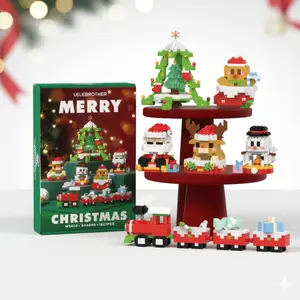 Merry Christmas Building Blocks Kit, Features Santa Gingerbread Man and Holiday Train, DIY Mini Brick Figures for Kids Gift, Ideal Stocking Stuffer and Party Favor, Build Your Own Xmas Desktop Decor, Creative Toy for Ages 6+ Years.