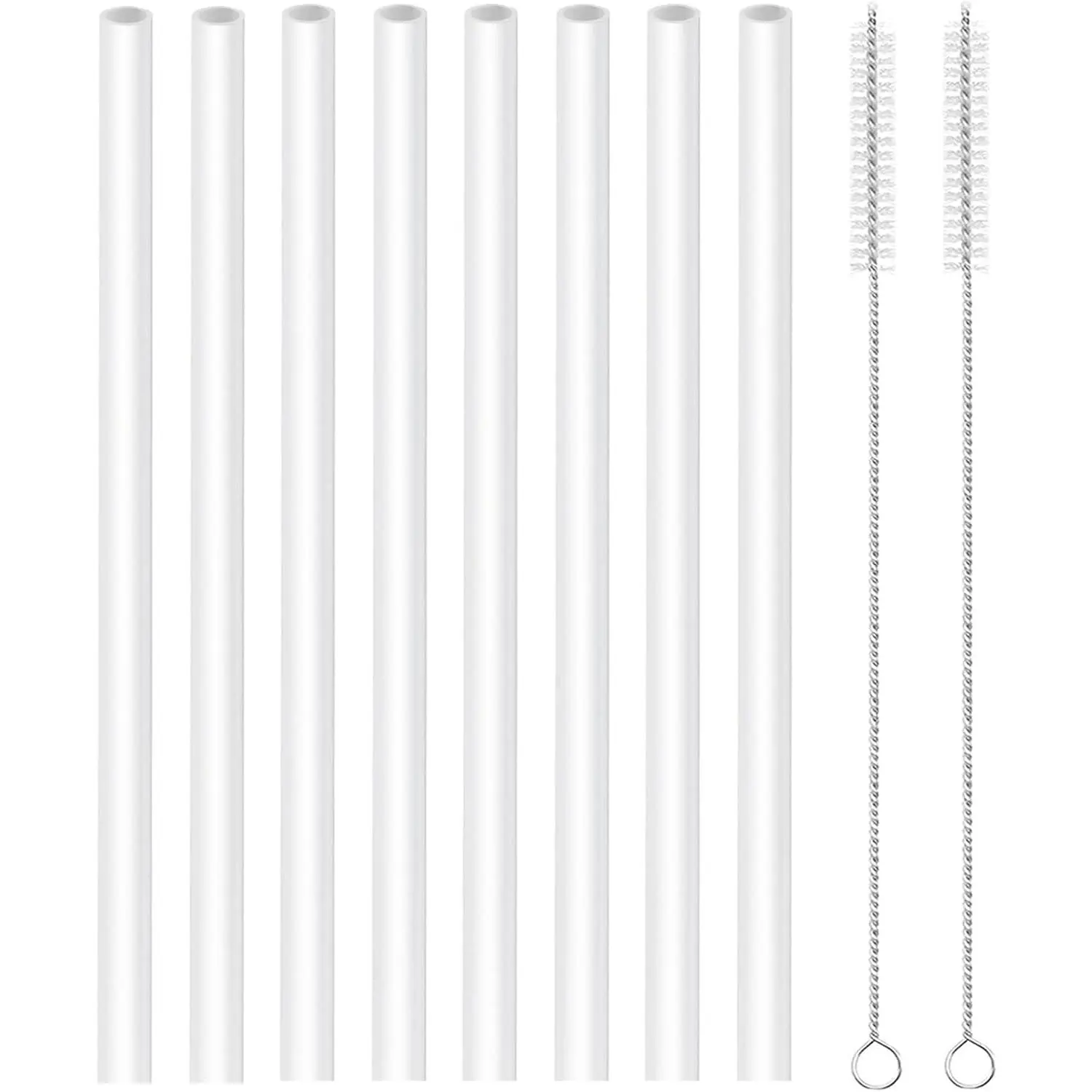 Straws Replacement Compatible with, Water Bottle 32oz,40 Oz -For Hydroflask Tumbler Press In Straw ,8 Pack BPA- Free Long Straws,2 Pack Straw Brushes