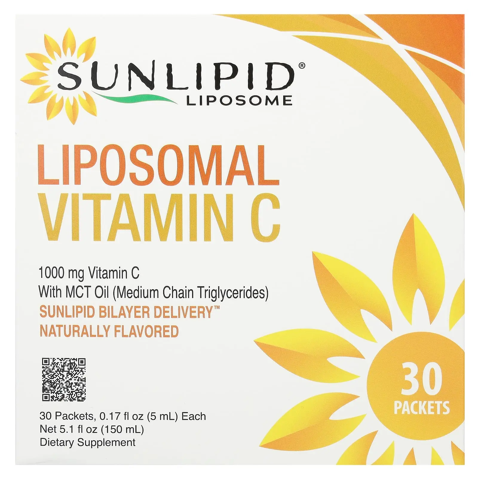 SunLipid Liposomal Vitamin C with MCT Oil, 30 Packets, 0.17 fl oz (5 ml) Each