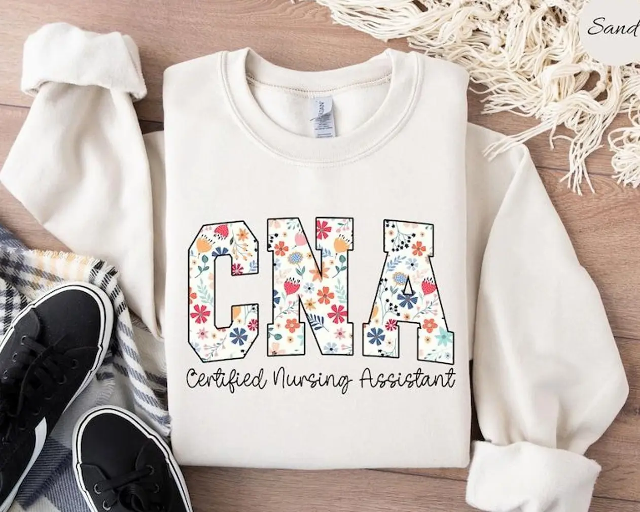 Floral CNA Sweatshirt, Certified Nursing Assistant Sweater, CNA Nurse Shirt, CNA Nurse Gift, Nurse Appreciation Tee Q