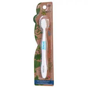 EcoFam Compostable Kids Toothbrush with Anti-Microbial Bristles - 100% Eco-Friendly & Silver-Infused for 99% Microbe Elimination