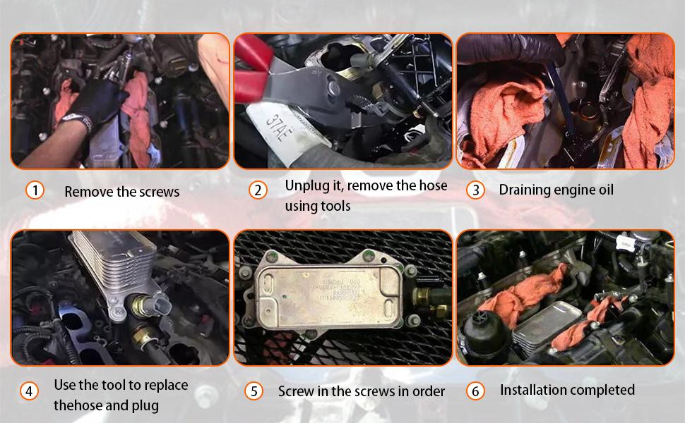 Engine Oil Cooler Filter Housing Assembly Kit with Oil Filter, Cap, Gaskets & Sensors