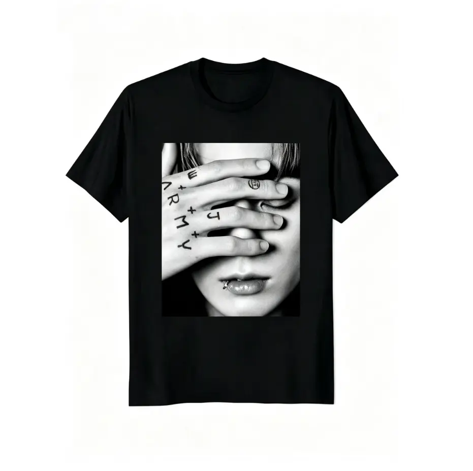 Vintage T-Shirt Jungkook Graphic T-Shirt Oversized Tops Gothic Womens T-Shirt Kpop Aesthetic Goth Fashion Streetwear Tops Tees Casual Polyester