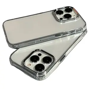 【Buy 1 Get 1 Free】Luxury Clear iPhone Case, Electroplated Metal Lens Frame, Shockproof TPU Corners with Full Body Protection, High Transparent Slim Soft Cover for iPhone 12 13 14 15 16 17 Pro Max Plus Air