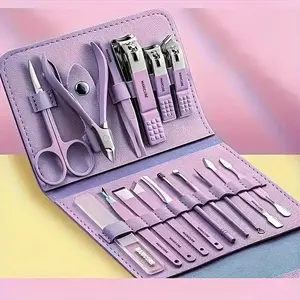16-Piece Premium Stainless Steel Modern Nail Care Set, Includes Nail File, Ear Spoon, Scissors, Professional Beauty Travel Kit