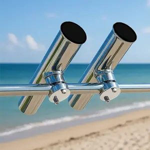 Stainless Steel Clamp-On Fishing Rod Holder - This Is a Fishing Rod Holder Made of Stainless Steel That Allows for No Drill Installation and Is Perfect for Fishing in Marine Environments, on Boats and Yachts.