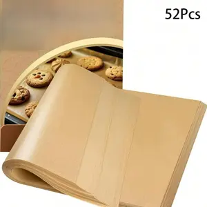 52PCS Heavy Duty Parchment Paper Sheets for Baking, No-Stick & No-Leak Unbleached Baking Paper, Pre-cut Half Parchment Paper Sheets for Oven, Air Fryer, Microwave