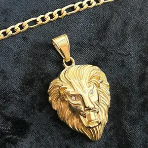 Stainless Steel Lion Pendant w/Chain